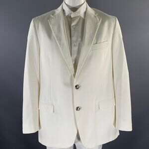 RALPH LAUREN Size 46 White Cotton Notch Lapel Sport Coat